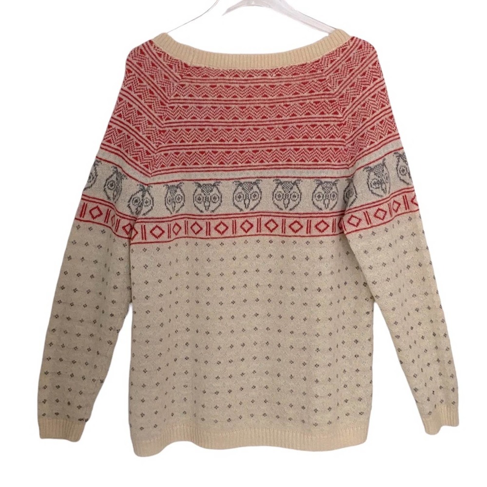 Woolrich Winking Owls Sweater Fair Isle Mohair Slouchy Women Extra Large - Picture 3 of 7